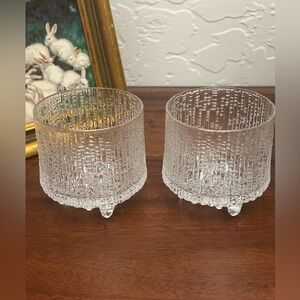 Set of 2 Iittala Ultima Thule Finland Old Fashioned Footed Textured Glasses MCM